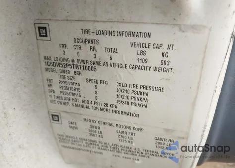 1996 Cadillac Fleetwood Brougham z USA, uszkodzony, nr VIN 1G6DW52P5TR710005